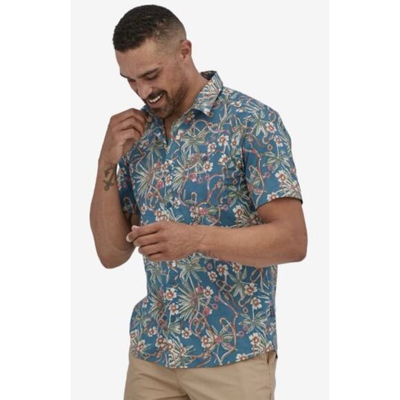 Patagonia Floral Button Short Sleeve Shirt Mens XS Go To Shirt - Picture 1 of 8